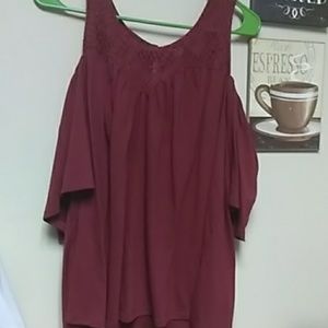 Burgundy Off The Shoulder Top